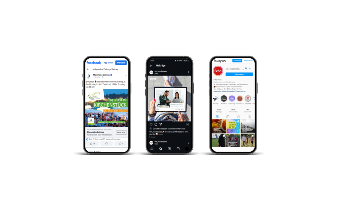 Digitale Mockups von Social-Media-Kanälen (Smartphone)