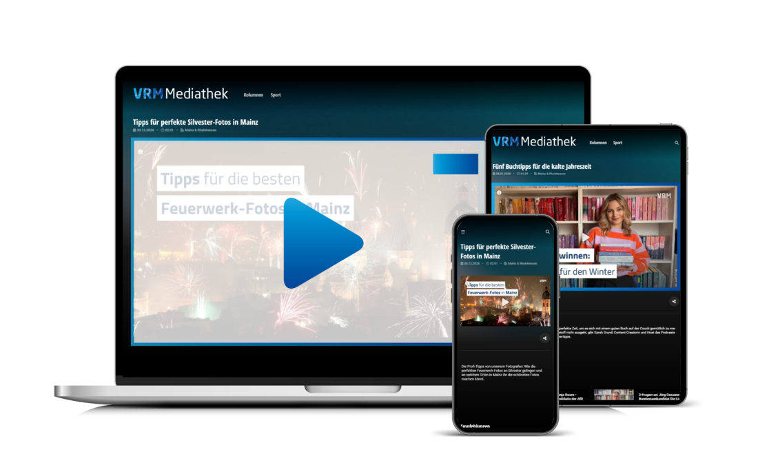 Digitale Mockups von Video-Produkten (Smartphone, Tablet, Laptop)